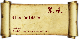 Nika Arián névjegykártya